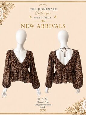 H&M Brown Leopard-Print Longsleeve Blouse